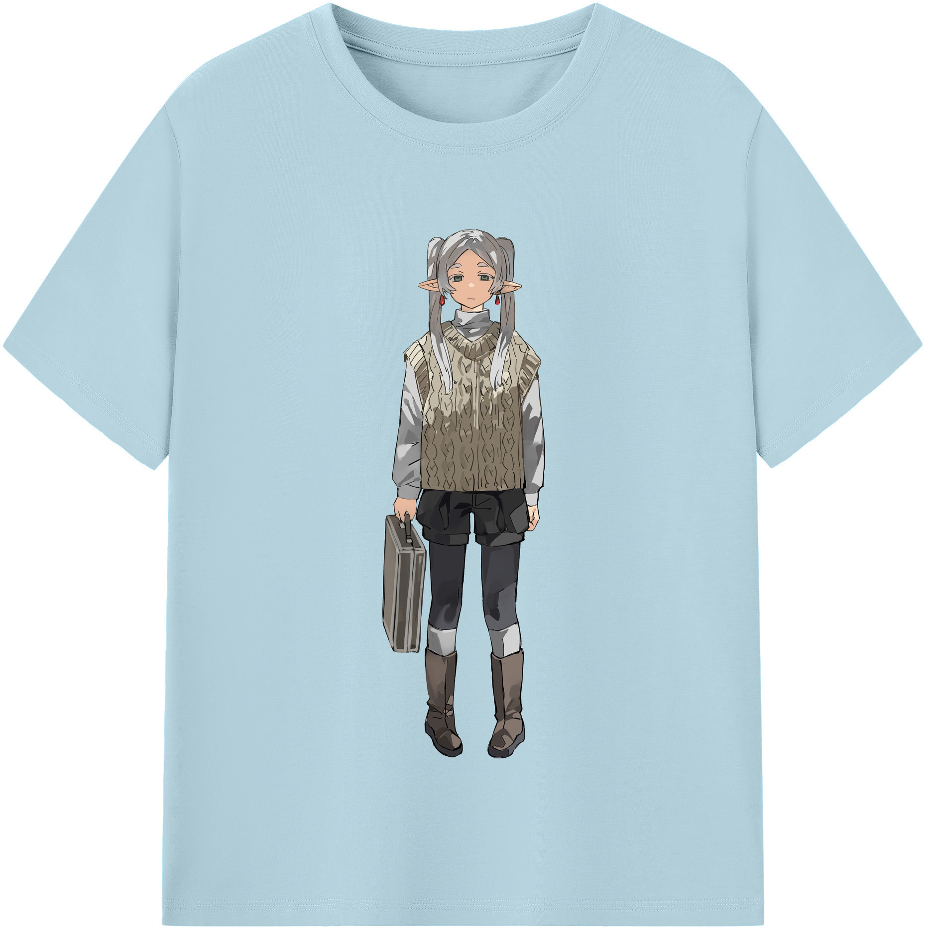 （画像用） 葬送のフリーレン Frieren 綿100％半袖Tシャツ（フロントプリント）